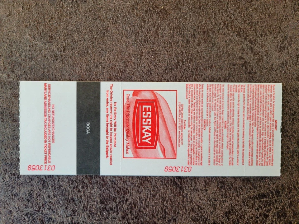 Boleto de Bob Wickman 2005 contra Yankees - Orioles de Baltimore - ¡Autografiado! Foto 3 de 3