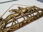 Vintage Key Holder Wall Horse Farm Gold Tone ? Brass Metal Etched Carved Pony 