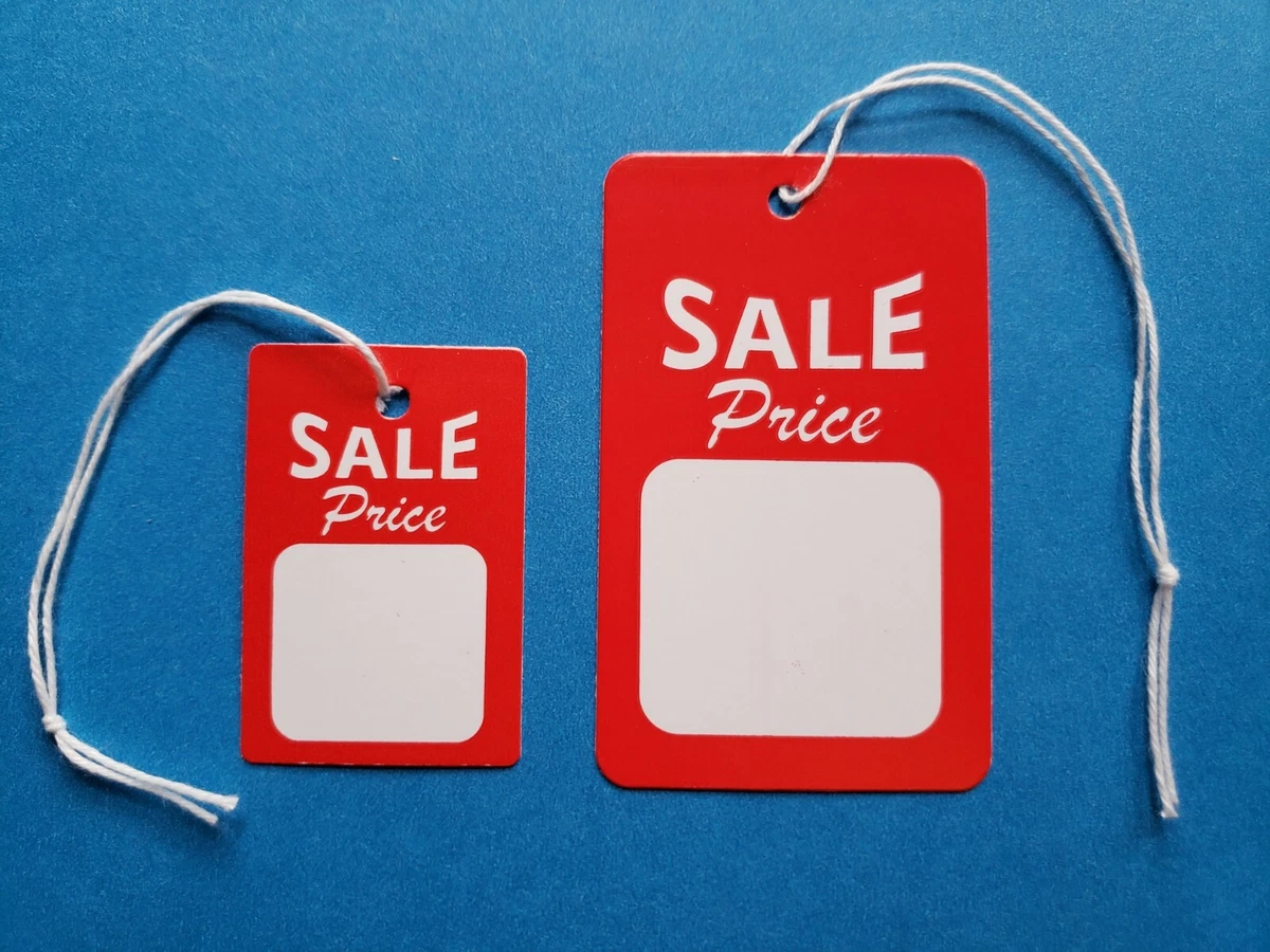 Sale Price Tags with String or Unstrung RED WHITE Large Small Retail Coupon