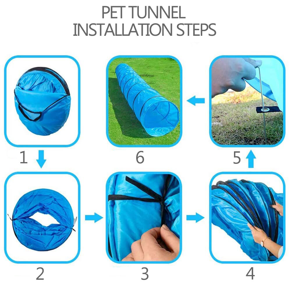 5.5M Dog Agility Pet Training Exercise Tunnel Chute for Puppy Cat With