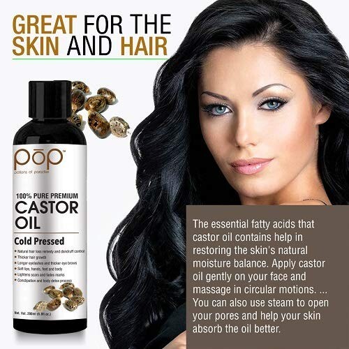 Aceite de ricino 100 % orgánico USDA para pestañas, cejas, crecimiento del cabello, piel y rostro 3 oz