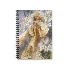 Madonna Of The Lilies By Mucha Spiral Notebook - Ruled Line for Creative Minds