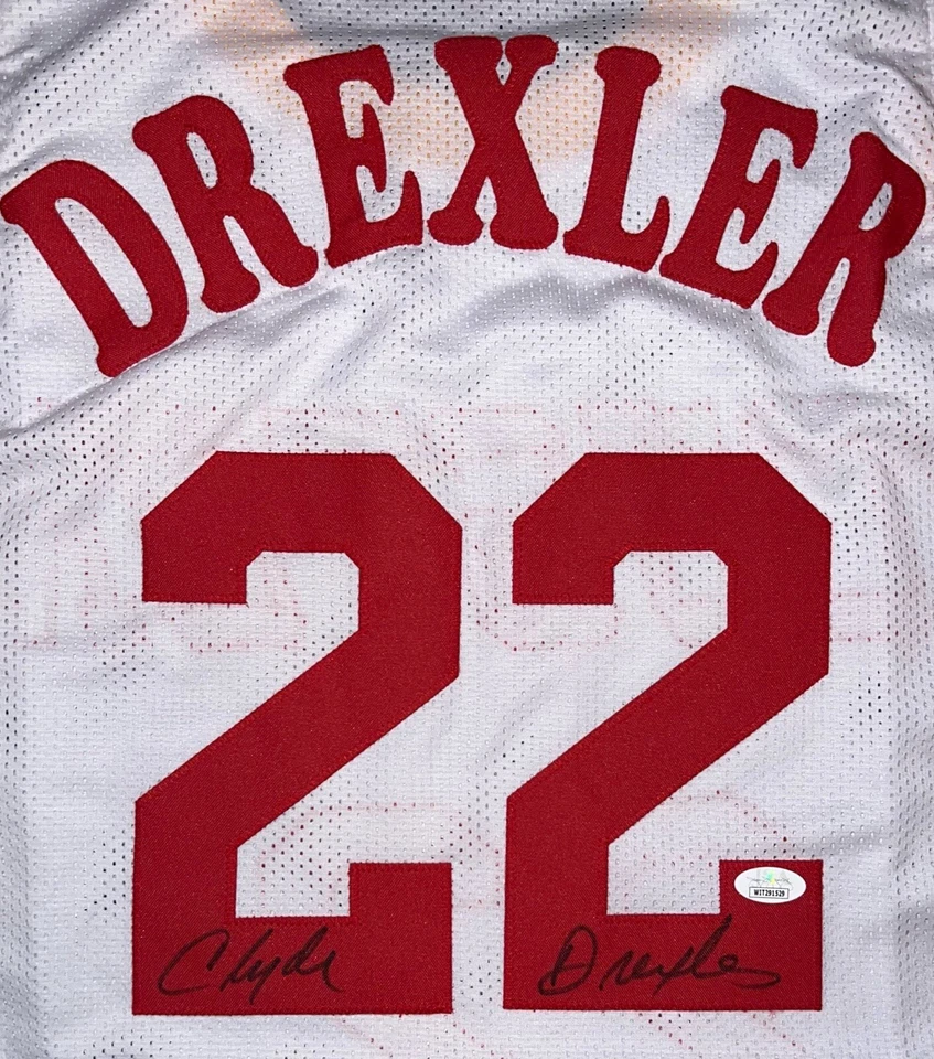 Clyde Drexler Autographed Houston Pro Style White Basketball Jersey (JSA) - Image 2 of 4