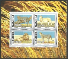 Namibia - Einheimische Gro&szlig;katzen Block 37 postfrisch 1998 Mi. 927-930