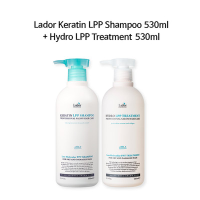 Lador Keratin LPP Shampoo 530ml  + Hydro LPP Treatment 530ml K-Beauty