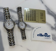 Ellesse 03-0079-406 White 18K Gold/Silver Watch Pair of 2
