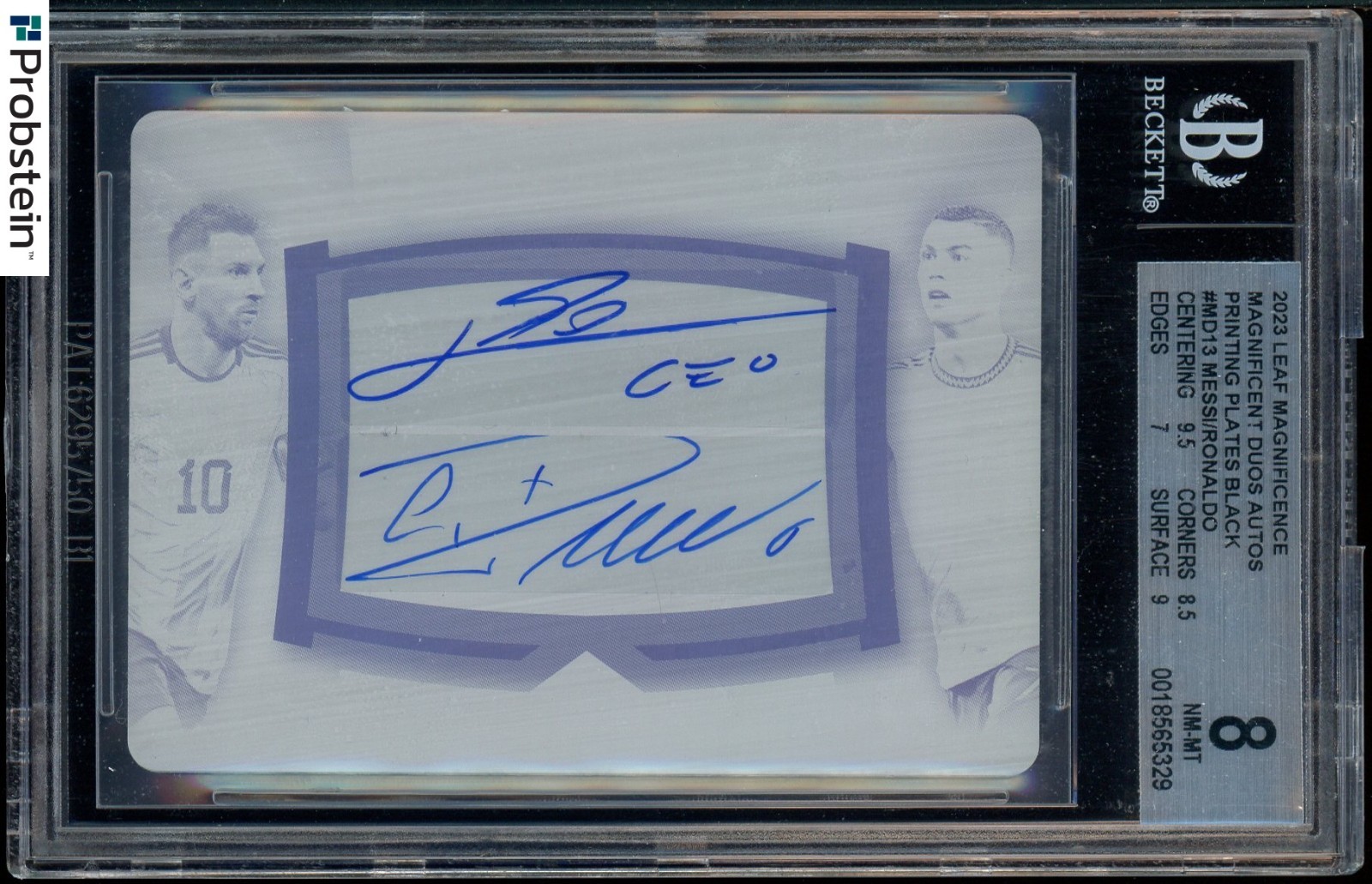 2023 Leaf Magnificence Lionel Messi Cristiano Ronaldo Dual AUTO 1/1 BGS 8 view 2