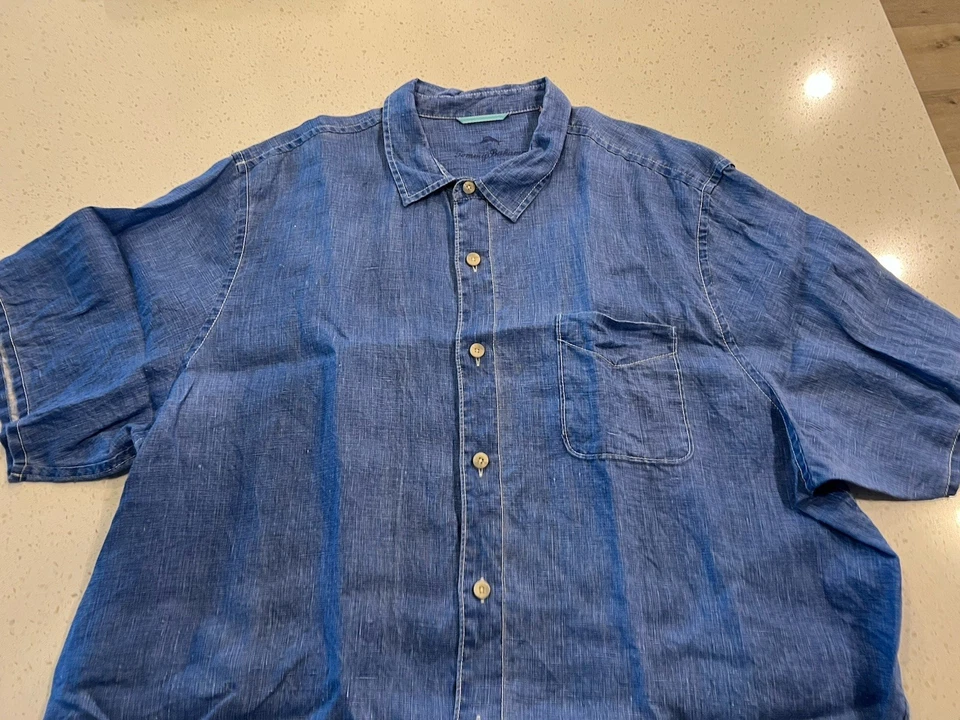 Tommy Bahama Men's 3XLT Linen Chambray Shirt NWOT Never Worn Too Big For Me - Image 3 of 4