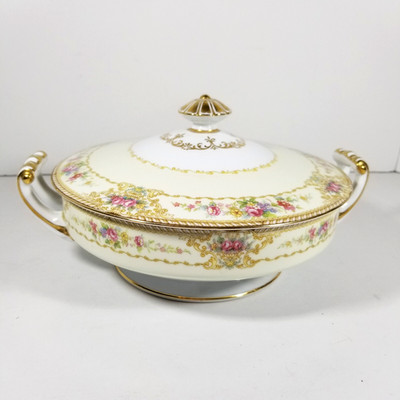 Noritake Symphony Covered Vegetable Bowl #3915 Japan 10 Inches Handle To Handle