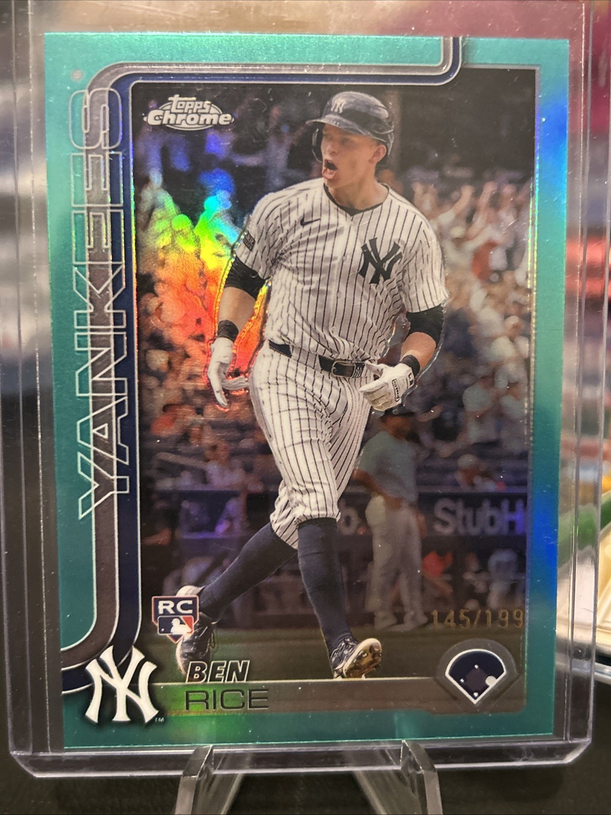 2025 Topps Chrome #139 Ben Rice Aqua Refractor  /199 (RC) New York Yankees 🔥