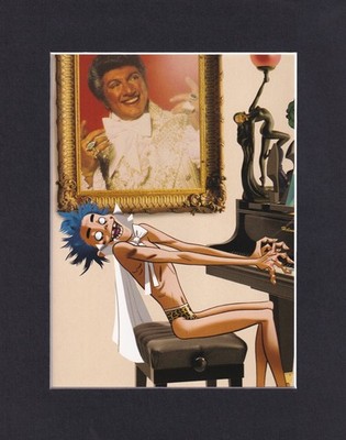 8X10'' Matted Print Picture Gorillaz Band: 2-D w/Liberace Piano