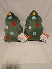 Bullseye LED Light Up Christmas Tree Shaped Velvety Throw Pillow NEW