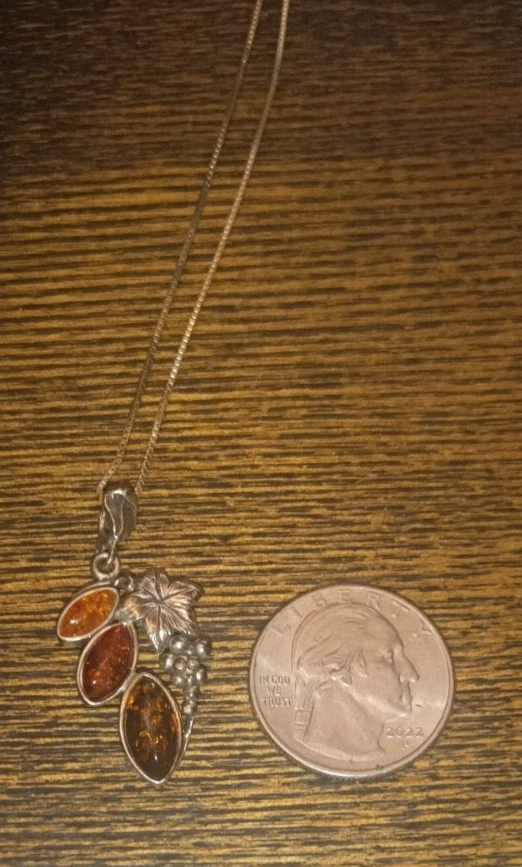 Auténtico collar vintage de plata 925 ámbar con dije del viejo mundo Foto 2 de 4