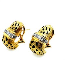 Retro Gold Cheetah Natural Diamond Statement Earrings by Scully & Scully