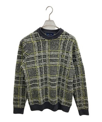 FRED PERRY Brushed Tartan Jumper/Knit Size: M Green K1552 Men