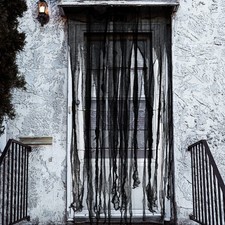 4 PCS Halloween Black Doorway Curtain Creepy Spooky Cloth Haunted House