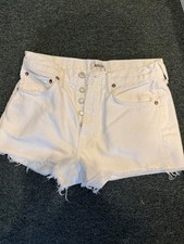 AGOLDE Parker High Rise Vintage Cut Off White Denim Shorts in Riptide Size 26