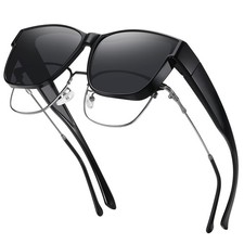 Polarized Sunglasses Fit Over Glasses for Men Women, Oversized Square Sun Gla...