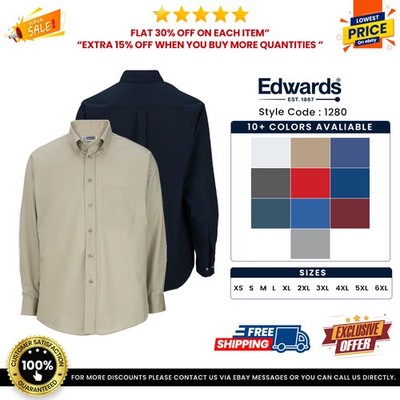 Edwards Garments 1280 Men's Easy Care Long Sleeve Performance Poplin Shirt