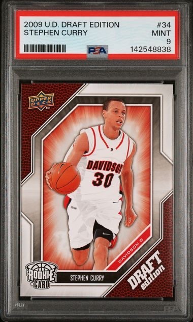 2009-10 Upper Deck Stephen Curry #34 Rookie Card RC Golden State Warriors PSA 9