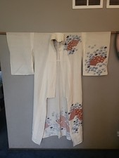 Vintage Kimono Robe Japanese or Asian, 50 Years Old Nagajuban,Obi,Zori,Tabi