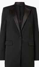 Image of All Saints Sofia Satin Trim Blazer Classic Formal Black Blazer Size 8
