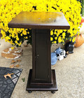 Antique Mission Style Pedestal Stand w/ Door Cabinet 21" Primitive Farmhouse
