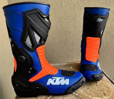 KTM Herren Motorrad Leder Stiefel Motorradstiefel aus Leder Rennen Bikerstiefel