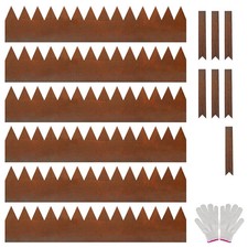 10 Pack Steel Landscape Lawn Edging 101.5cm Strips with Spikes Pre Rusted Edging