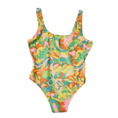 Show Me Your Mumu XL One Piece Swimsuit Colorful Floral Retro Chic Beach Coastal
