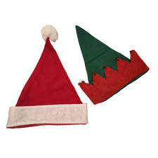 Christmas Santa Claus Hat Helper Elf Hat Holiday Costume Accessory Adult OSFM