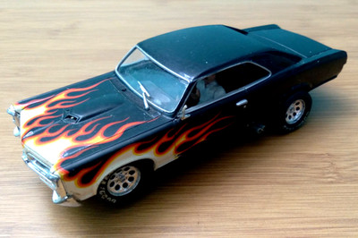 VINTAGE 1:32 CARRERA EVOLUTION 1966 PONTIAC GTO  SLOT CAR CUSTOM BLACK W/ FLAMES