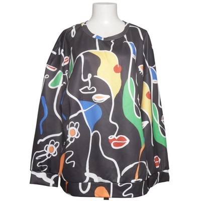 Emery Rose, Sweatshirt, Größe: 3XL, Schwarz/Mehrfarbig, Elasthan/Polyester #U4T