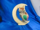 VINTAGE MCM MCCOY 7 1/4" OWL ON CRESCENT MOON WALL POCKET PLANTER VG+