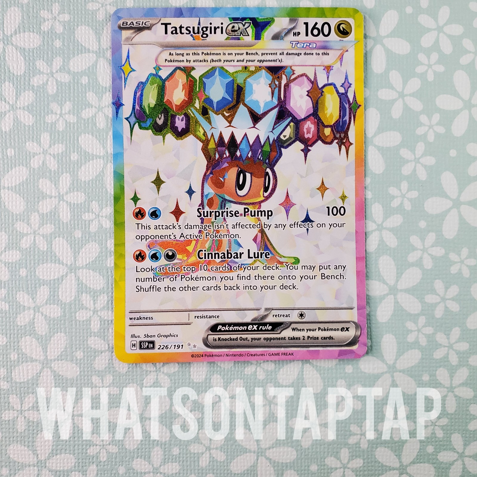 Pokemon Card Tatsugiri Ex 226/191 Secret Rare Scarlet Violet Surging Sparks LP