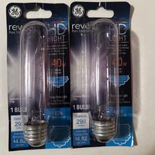 2 Pack GE 48707 Reveal HD T10 40w Clear Tubular Appliance Light Bulb 290 Lumens