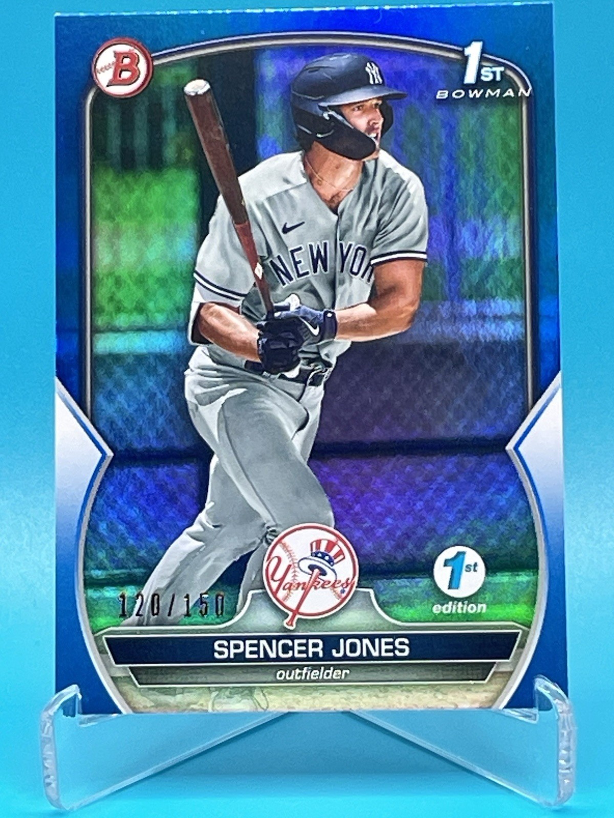 2023 Bowman - Chrome Prospects Spencer Jones #BCP-139 Blue Refractor /150 (RC)