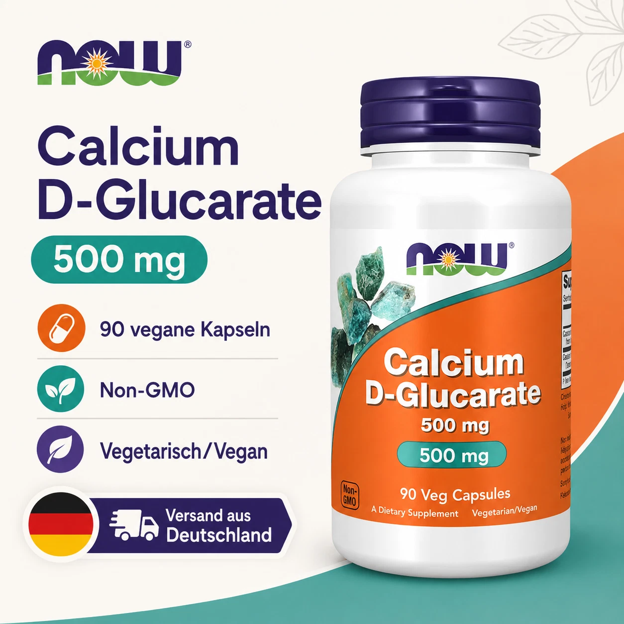 NOW Foods Calcium D-Glucarate 500 mg 90 pflanzliche Kapseln
