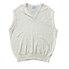 Vintage Izod Sweater Vest Mens XL Cream Lightweight Golf Preppy Classic