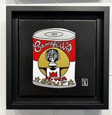 tableau encadré 20x20cm +Certificat Galerie (Street Art campbell soup Warhol)