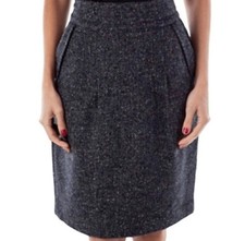 CAbi Blair Pencil Tweed Skirt Womens 8 Black Career Quiet Luxury Dark Acadamia