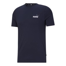 PUMA Essentials Embroidery Logo Crew Neck Short Sleeve T-Shirt Mens Blue Casual