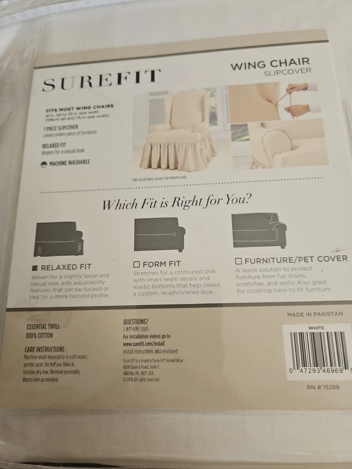 Funda protectora para silla Essential Twill con volantes blanca - ajuste seguro 100 % algodón Foto 3 de 3