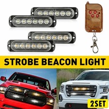 8x Amberwhite Warning Quality Hazard Beacon Dash Strobe Light Bar Foglights Exv