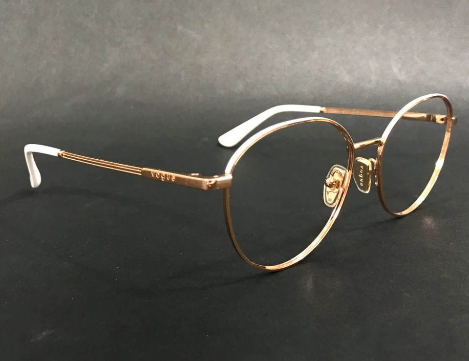 Monturas para gafas Vogue VO4306 5152 oro rosa superior blanco borde de alambre redondo 53-18-140 Foto 2 de 4