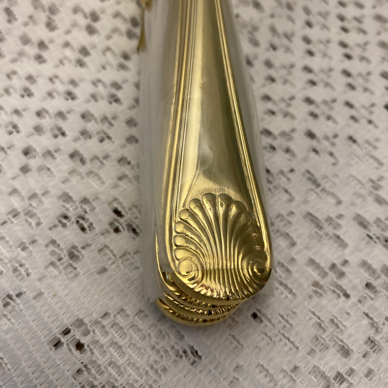 Stainless Steel Korea Flatware Gold Shell Fan Scroll 8 Forks NEW OLD STOCK