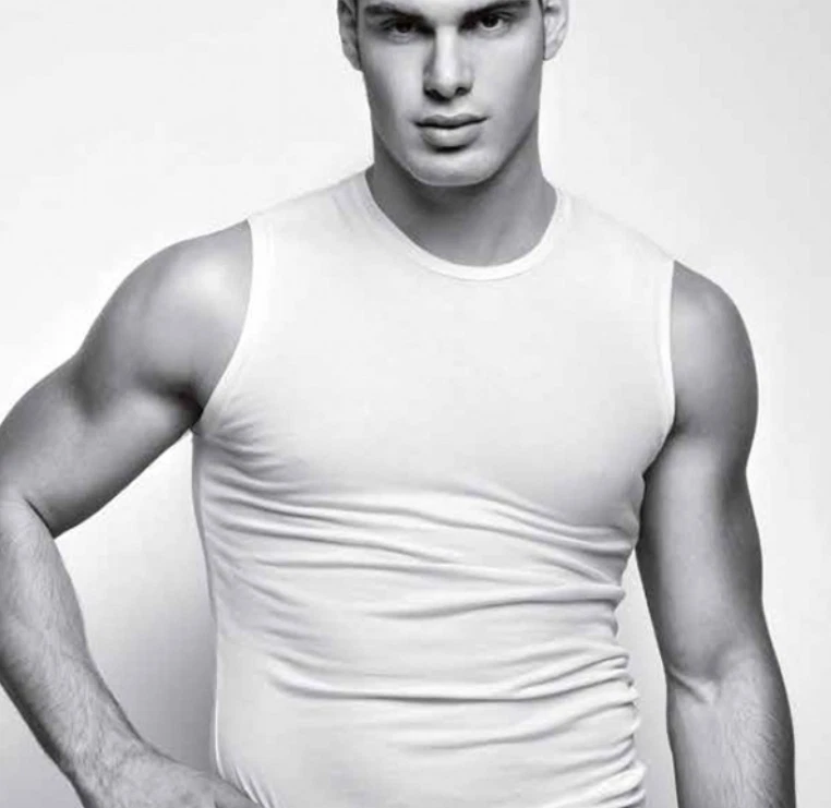 Armata di Mare Canotta  Caraco da Uomo Bianca Spalla Larga  intimo Cotone GT201 - Immagine 3 di 3