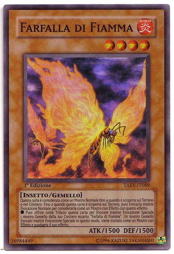 YUGIOH • Schmetterling der Flamme • 1. Edition SUPER ITALIENISCH TAEV-IT089