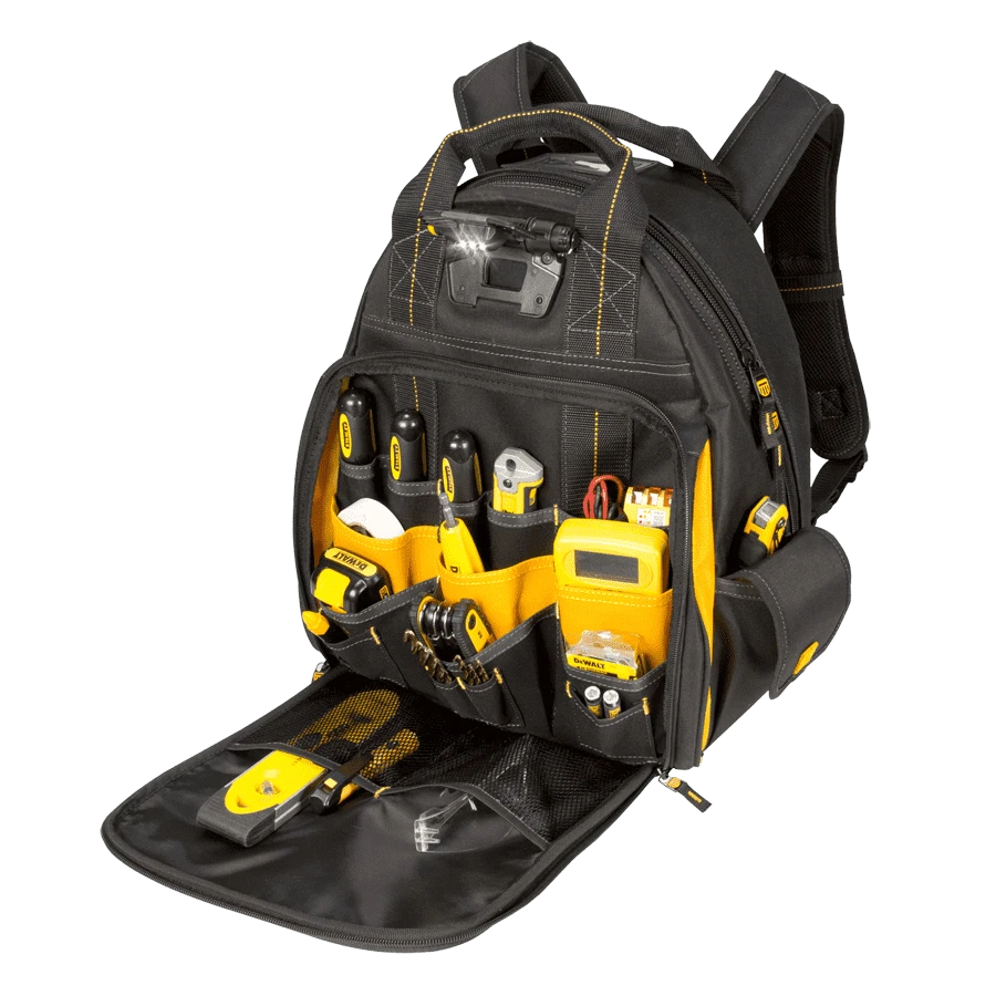 CLC DeWALT DGL523 57 Pocket Lighted Tool Backpack Bag