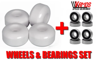 Blank Skate Wheels / Skateboard Rollen White + Vamos Skate Co Skate Bearings SET